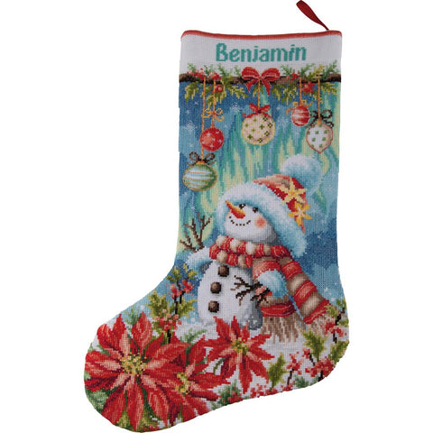 Snowman In Bloom Stocking (Vervaco)