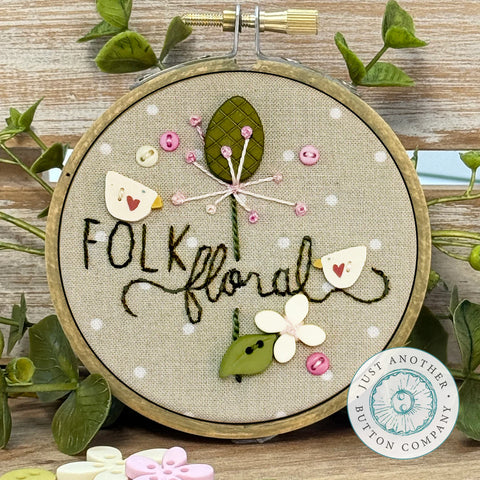 Folk Garden Buttons - Pink Thistle (JABC)