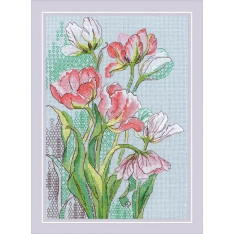 Graceful Tulips Blackwork Kit (Riolis)
