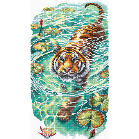 Tiger of the Turquoise Lotus Pond (AVA Stitch)