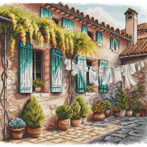 Patio with Flowerpots, The (AVA Stitch)