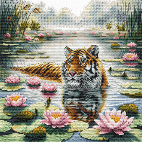 Tiger Among Water Lilies (AVA Stitch)