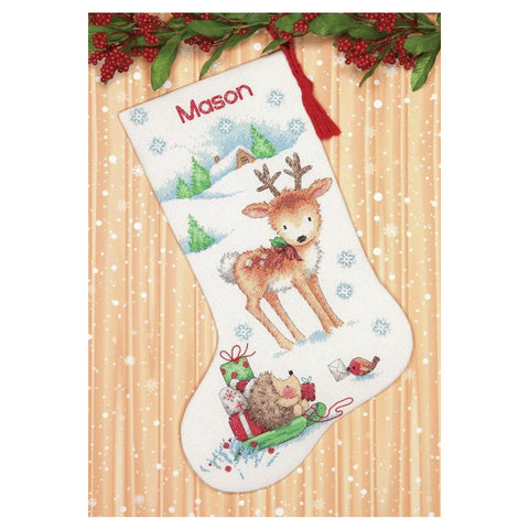 Reindeer Hedgehog Stocking (Dimensions)