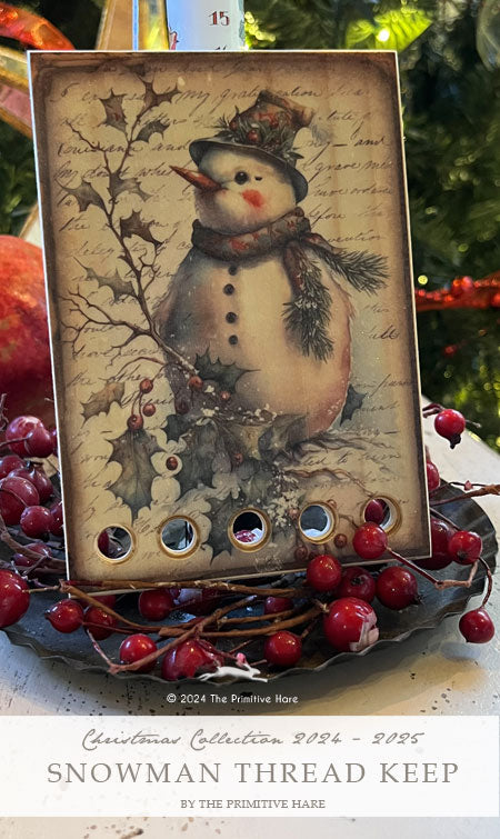 Thread Keep - Snowman (Primitive Hare)