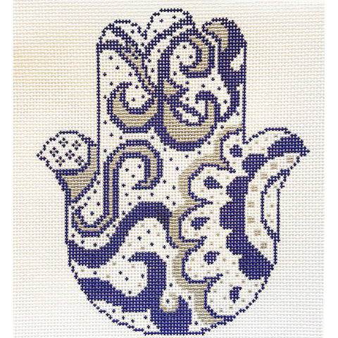 Hamsa Scroll - Navy w/Silver (PDL Designs)