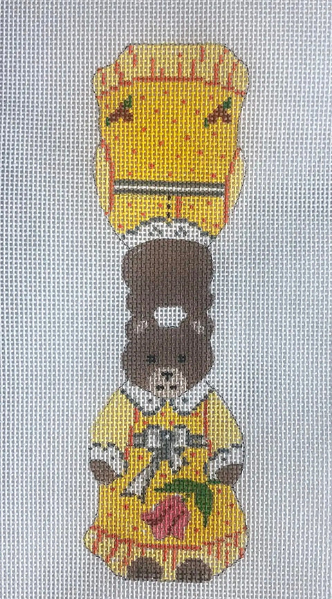 Girl Teddy Bear in Yellow Dress w/Tulip