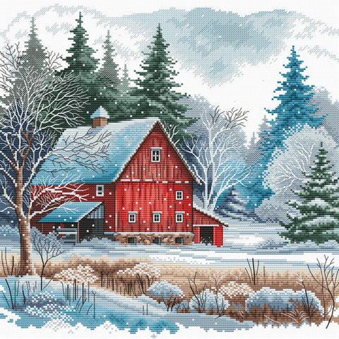 Red Cabin Under the Snow (AVA Stitch)