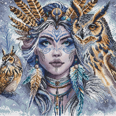 Warrior and her Guardian Owls, The (AVA Stitch)