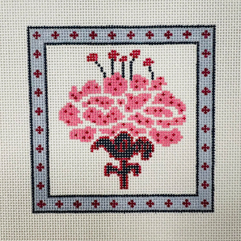 Raspberry Peony Coaster (Stitchtent)