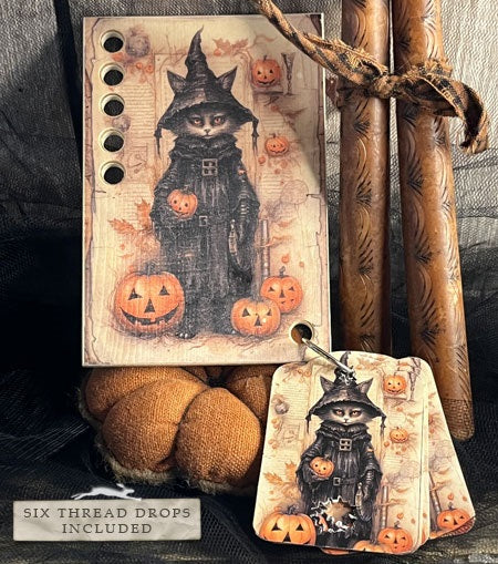 Thread Keep - Witchy Pumpkin Cat (Primitive Hare)
