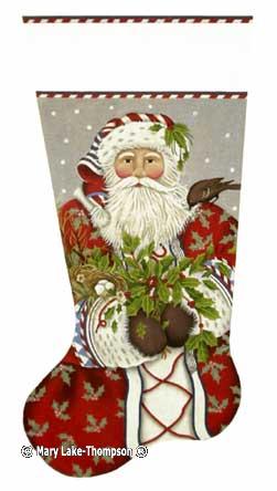 Holly Santa Stocking