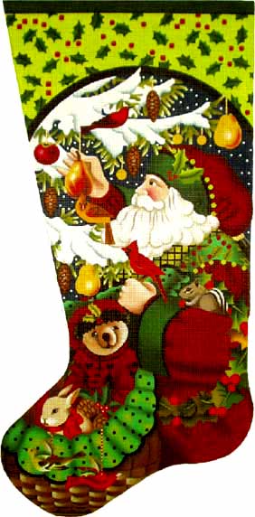 Forest Santa Stocking
