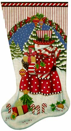 Candy Cane Snowman Stocking
