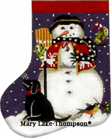 Black Dog Snowman Mini Sock