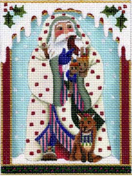 White Robe Woodland Santa Ornament