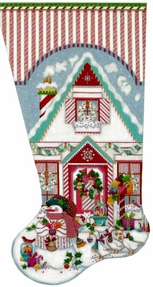 Peppermint Stick House Stocking
