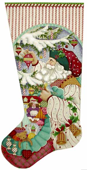 Peppermint Stick Santa Stocking