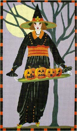 Witch with Pumpkin Tray