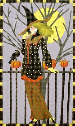 Witch with Fence with Crow