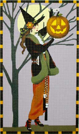 Witch with Big Jack-O-Lantern