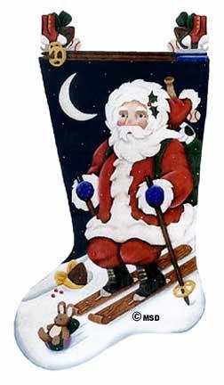 Skiing Santa Stocking