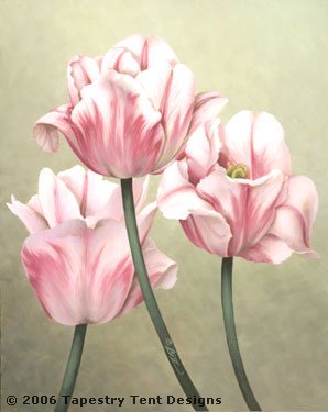 Pink and White Tulips - 18ct