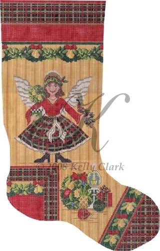 Elegant Angel and  Pear Tree Stocking