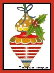 Stripes and Holly Ornament