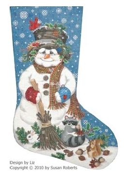 Woodland Snowman Stocking - 18ct