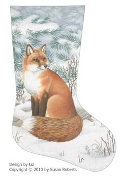 Fox in Snow Stocking - 18ct