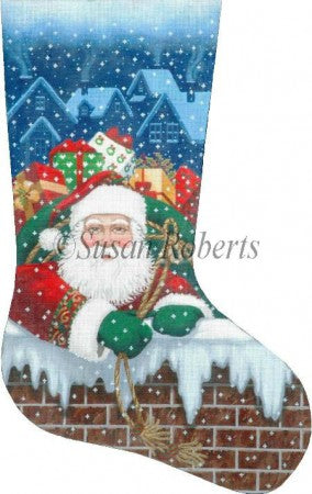 Santa Pops In Stocking - 18ct