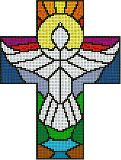 Stained Glass Dove  Cross