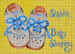 Shhh... With Baby Boy Shoes Sign 