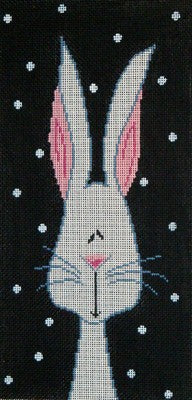 Funny White Bunny on Black