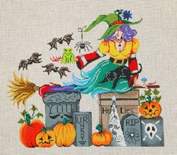 Halloween Witch in Garveyard