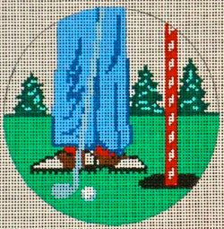 Golfer Round Ornament