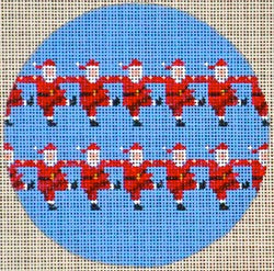 Dancing Santas Round Ornament