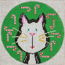 White Cat on Green Ornament