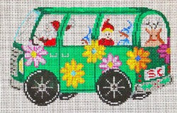 Green VW Bus with Santa