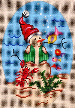 Lobster, Snowman Oval Ornament