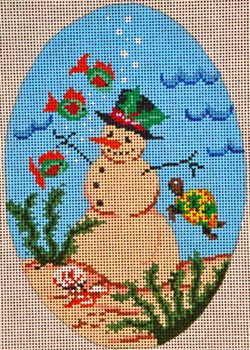 Turtle, Snowman Oval Ornament