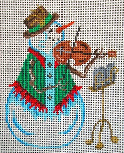 Snowman and Violin Ornament