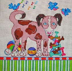 Doggie with Toy Balls, Bone and Bird