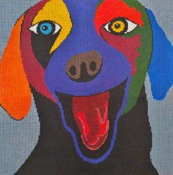 Happy Dog on Gray 8x8