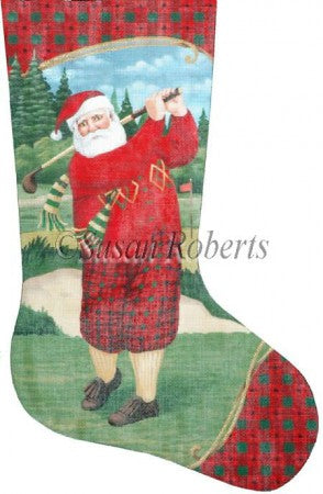 Santa Teeing Off Stocking - 13ct