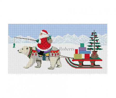 Santa Riding Polar Bear with Sled