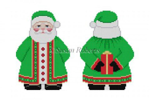 Green Coat Santa with Present