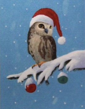 Christmas Owl on Branch