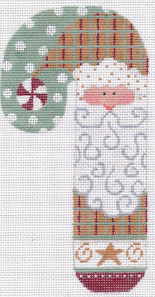 Peppermint Santa Candy Cane Ornament