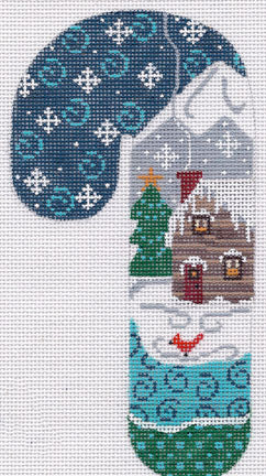 Log Cabin Candy Cane Ornament